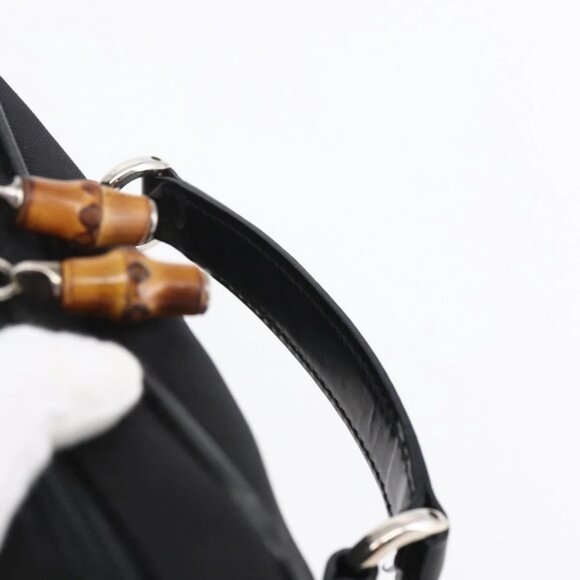 GUCCI Bamboo Vanity Hand Bag Nylon Black Silver Auth - Picture 8 of 16